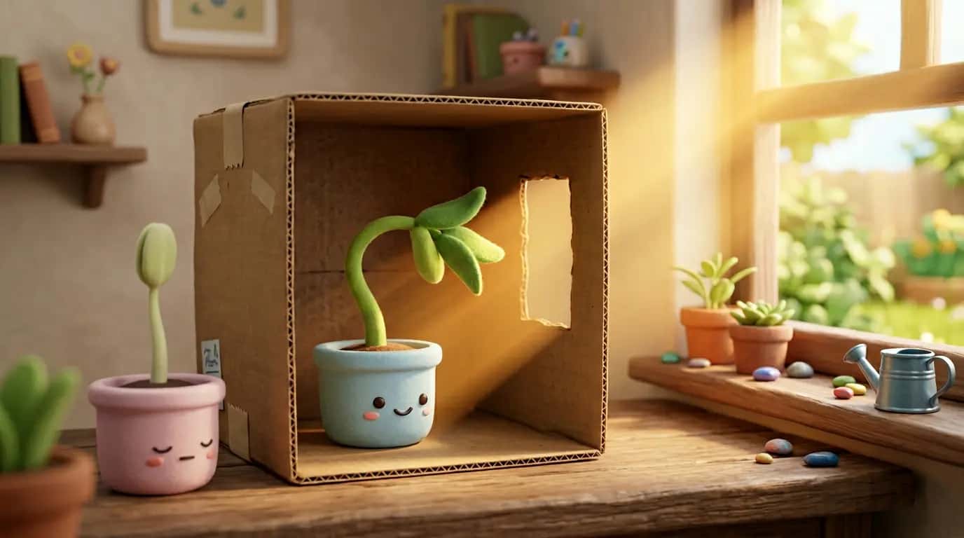 纸箱植物向光实验